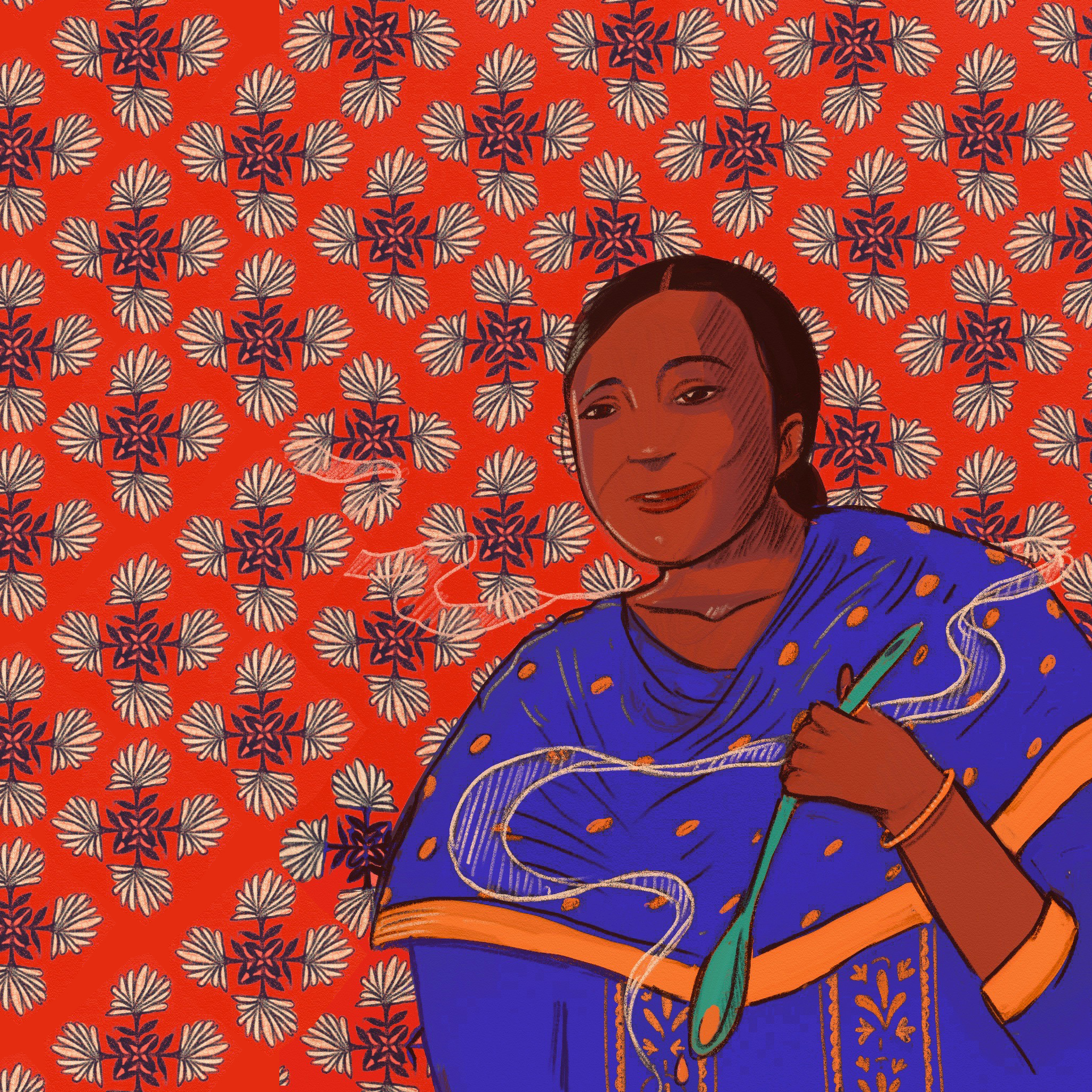 Illustration of Sarabjit Kaur, an Indian domestic worker and advocate for SEWA