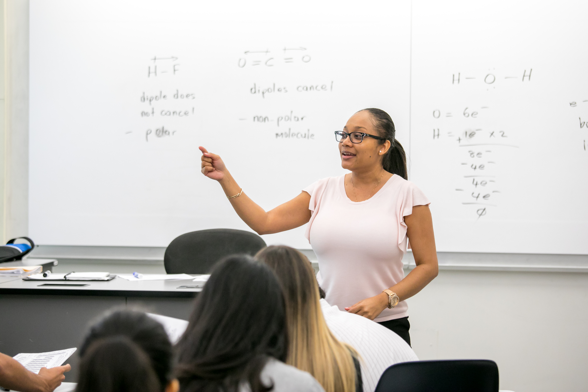 A professor leads a science class at Miami Dade College in Miami, Florida.