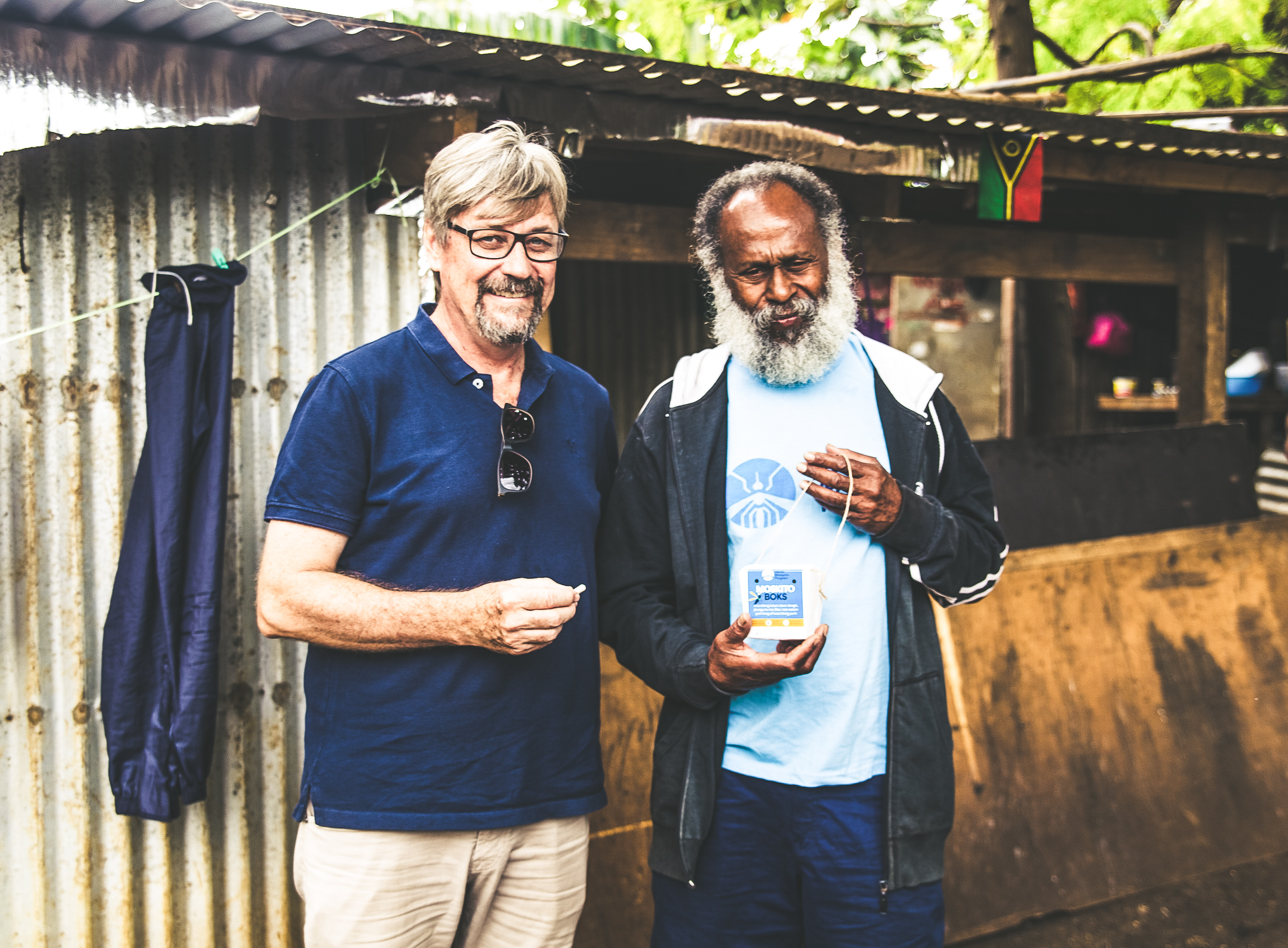 Scott O'Neill and a WMP community advocate in Vanuatu